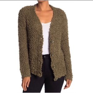 RXB Boucle Knit Green Cardigan Button Up Sweater Size Large